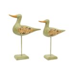 Decorative Wooden Bird Figurines – Set of 2
