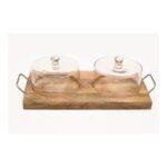 Wooden Tray with Glass Jars & Lids (2-Piece Set)