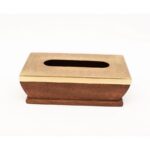 Wooden Tissue Box Holder with Brass Lid