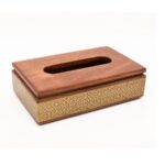 Wooden Tissue Box with Brass Inlay Design - Image 2