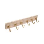 Wooden Wall Mounted Coat/Key Rack with Brass Hooks - Image 3