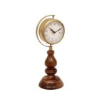Antique Style Wooden Table Clock with Brass Finish - Image 2