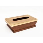 Wooden Tissue Box Holder with Brass Lid - Image 2