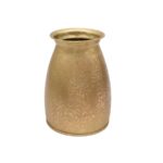 Decorative Embossed Metal Vases with Golden Finish (Set of 2) - Image 3