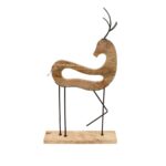 Handcrafted Wooden & Metal Reindeer Figurine – Decorative Accent