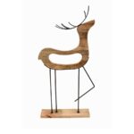 Handcrafted Wooden & Metal Reindeer Figurine – Decorative Accent - Image 2