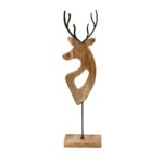 Handcrafted Wooden & Metal Reindeer Figurine – Decorative Accent - Image 3