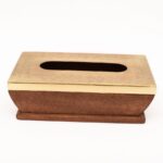 Wooden Tissue Box with Brass Engraved Lid