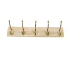 Wooden Wall Mounted Coat/Key Rack with Brass Hooks