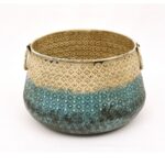 Decorative Metal Planters with Antique Gold & Blue Finish (Set of 2) - Image 3