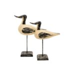 Handcrafted Wooden Bird Figurines on Stand – Set of 2
