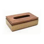 Wooden Tissue Box Holder with Brass Embossed Detailing - Image 3