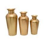 Decorative Golden Metal Vases (Set of 3)