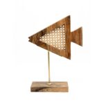 Handcrafted Wooden Fish Figurines with Cane Weave – Set of 2 - Image 2