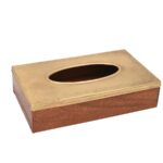 Wooden Tissue Box with Brass Sliding Lid