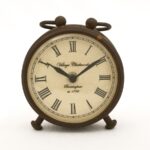 Vintage Metal Table Clock with Roman Numerals