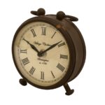 Vintage Metal Table Clock with Roman Numerals - Image 2