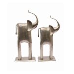 Handcrafted Metal Elephant Figurines – Set of 2