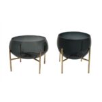 Modern Glass Planters with Metal Stand (Set of 2)