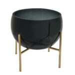 Modern Glass Planters with Metal Stand (Set of 2) - Image 2