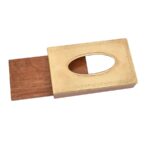 Wooden Tissue Box with Brass Sliding Lid - Image 4