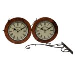 Vintage Hanging Wall Clock with Wooden Frame & Iron Bracket - Image 2