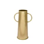 Handcrafted Hammered Brass Finish Metal Vase Set with Side Handles - Image 2