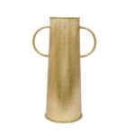 Handcrafted Hammered Brass Finish Metal Vase Set with Side Handles - Image 3