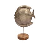 Decorative Metal Fish Figurines on Wooden Base – Set of 2 - Image 3