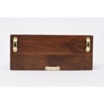 Wooden Wall Organizer with Brass Engraved Panel & Hooks - Image 2