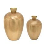 Handcrafted Brass Finish Metal Vase Set – Modern Decorative Accent
