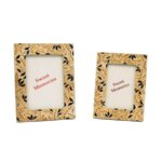 Hand-Painted Wooden Photo Frame Set – Multicolor Leaf & Floral