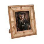 Wooden Photo Frame with Cane Weaving – Rustic Vintage
