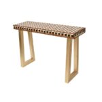 Contemporary Bone Inlay Console Table with Geometric 3D Pattern