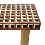 Contemporary Bone Inlay Console Table with Geometric 3D Pattern - Image 2
