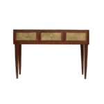 3-Drawer Mango Wood Console Table with Embossed Brass