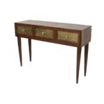 3-Drawer Mango Wood Console Table with Embossed Brass - Image 3