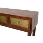3-Drawer Mango Wood Console Table with Embossed Brass - Image 2
