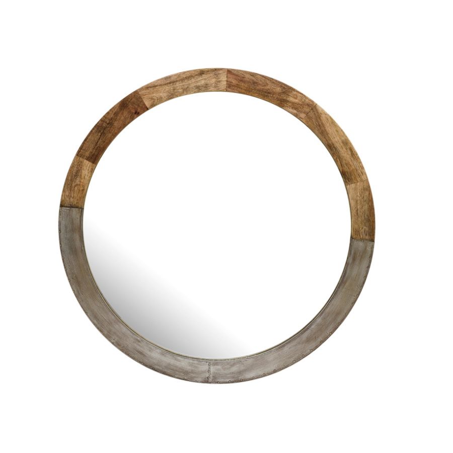 11 Industrial Two-Tone Round Wall Mirror - Image 1