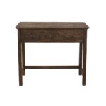 Wood 2-Drawer Desk with Hand-Carved Detailing and Antique Iron Handles