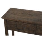 Wood 2-Drawer Desk with Hand-Carved Detailing and Antique Iron Handles - Image 3