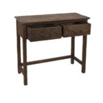 Wood 2-Drawer Desk with Hand-Carved Detailing and Antique Iron Handles - Image 2