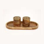 Wooden Jar Set with Brass Lids and Tray - Image 2