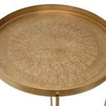 Engraved Gold Metal Side Table with Tray Top - Image 2