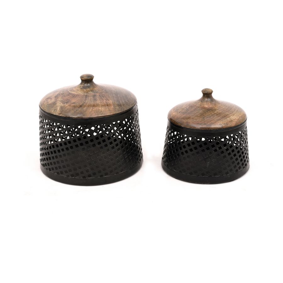 18 Handcrafted Metal & Wood Decorative Storage Collection - Image 1