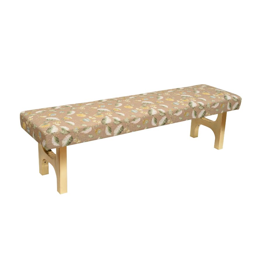 19 Floral Upholstered Wooden Bench - Image 1
