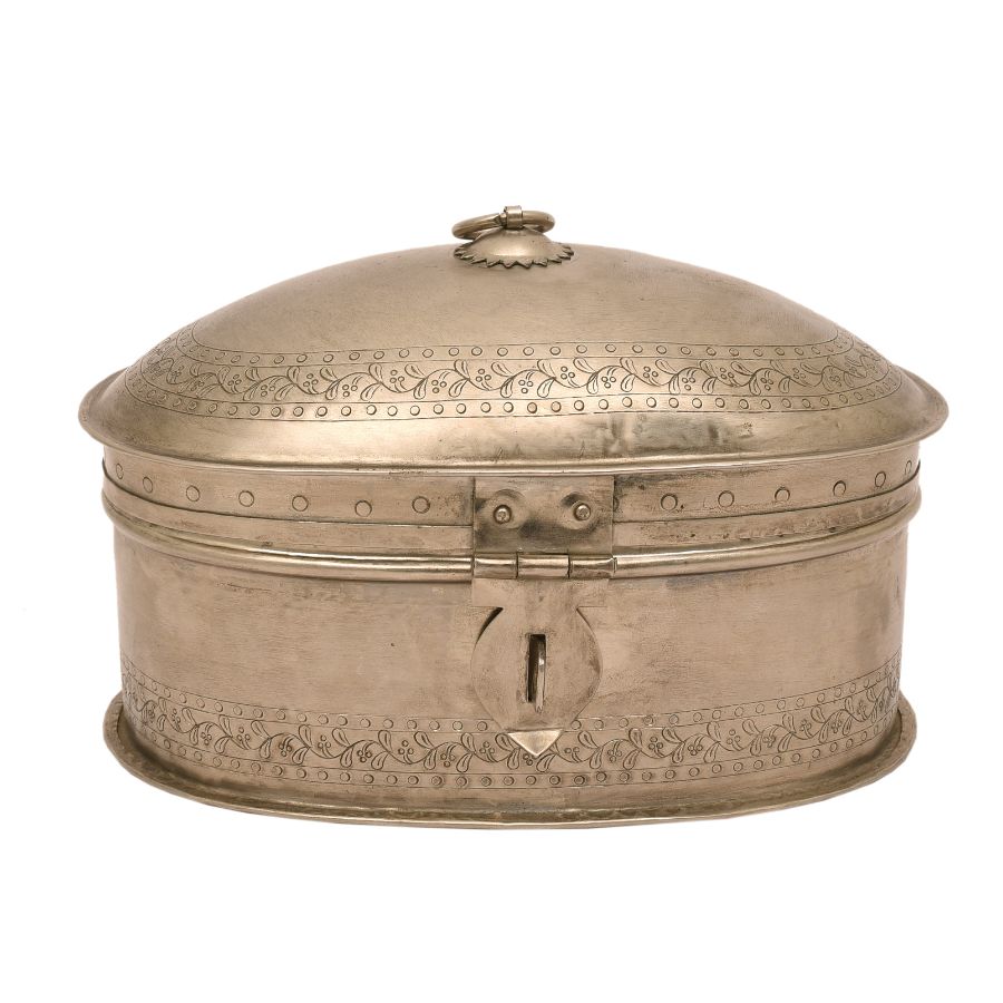 2 Hand-Etched Oval Metal Trinket Box - Image 1