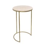 Round Marble Top Nesting Side Tables with Gold Metal Frame (Set of 2) - Image 4
