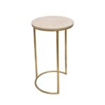 Round Marble Top Nesting Side Tables with Gold Metal Frame (Set of 2) - Image 2