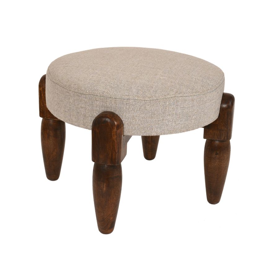 23 Round Upholstered Wooden Stool - Image 1